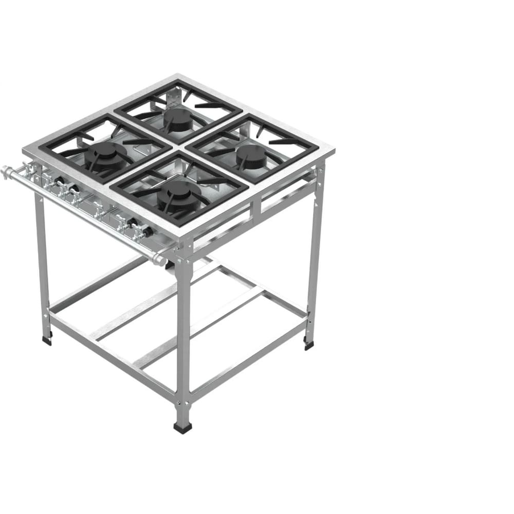 Fogão Industrial 4 Bocas 40x40 P8 em Aço Inox Leona