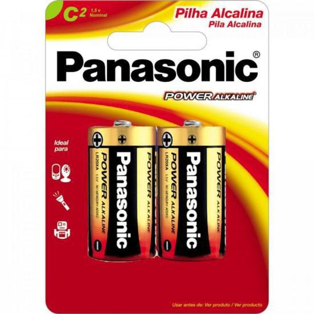 Pilha Alcalina C 1,5V Lr14Xab Panasonic Cartela Com 2 Unid