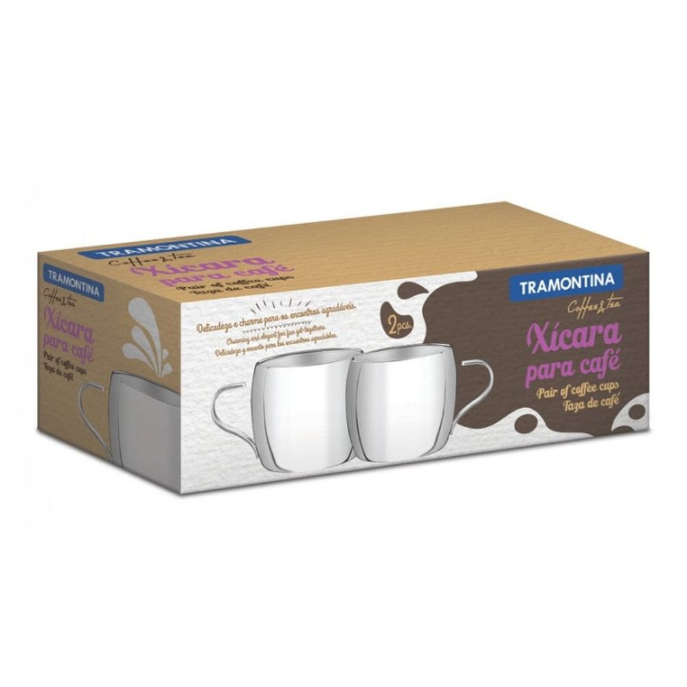 Jg. Xícaras Em Aço Inox P/ Café 2pcs Tramontina