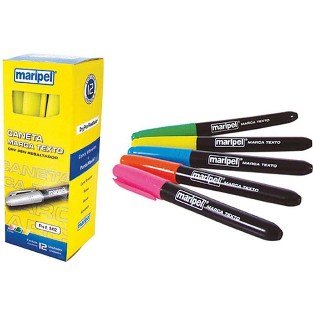 Caneta Marca Texto Dry Pen Rosa Caixa Com 12