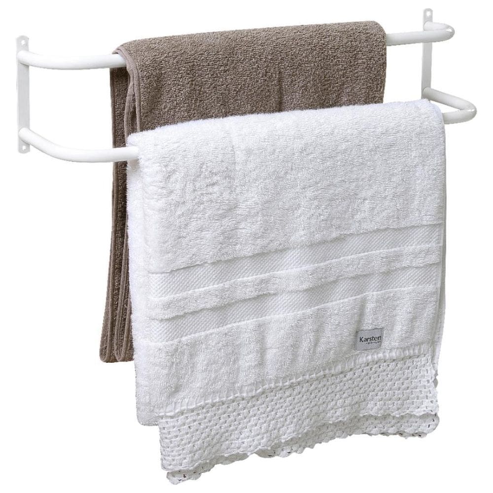 Porta Toalhas Toalheiro Duplo Porta Ou Parede Branco 48Cm
