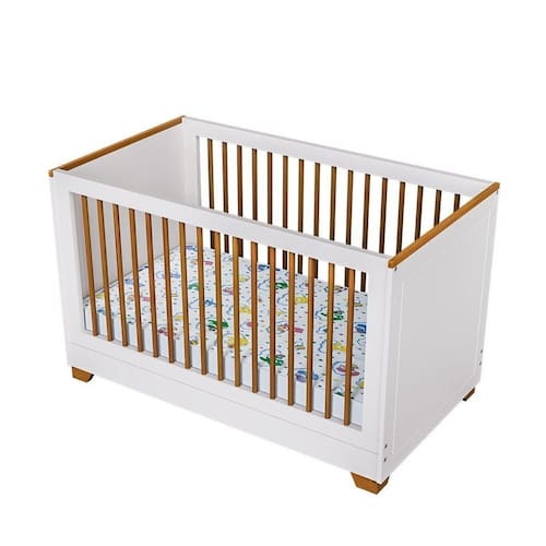 Berço 2 em 1 com Grade em Madeira Maciça