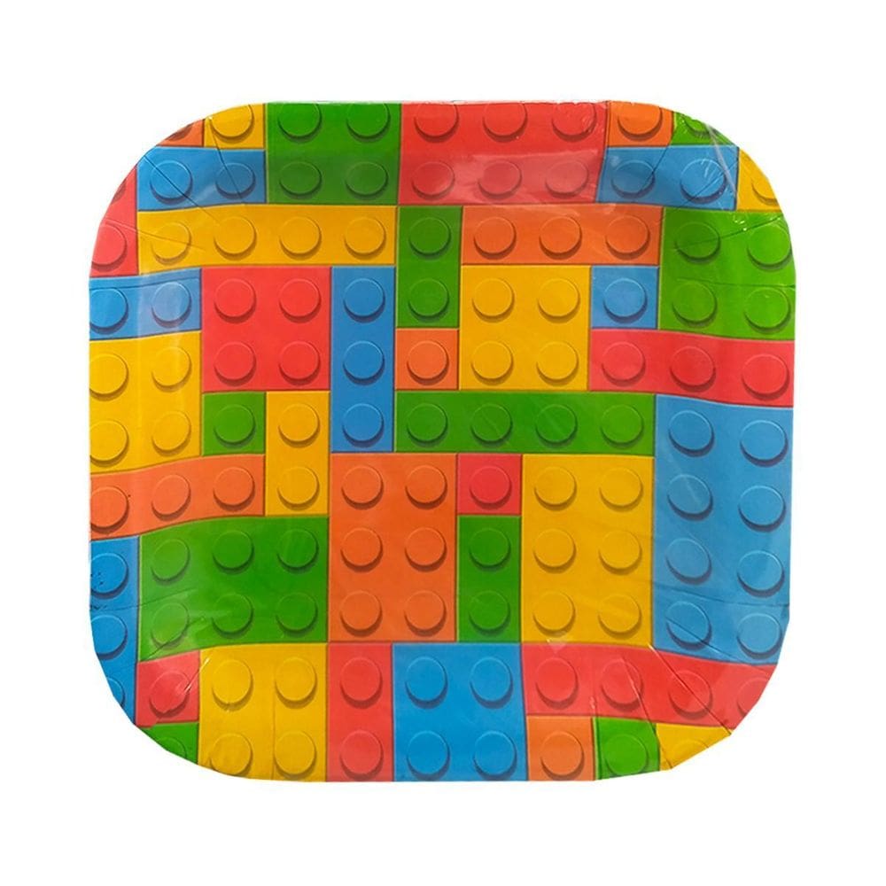 Prato Quadrado Festa Bloquinhos 18Cm Com 8Un Junco