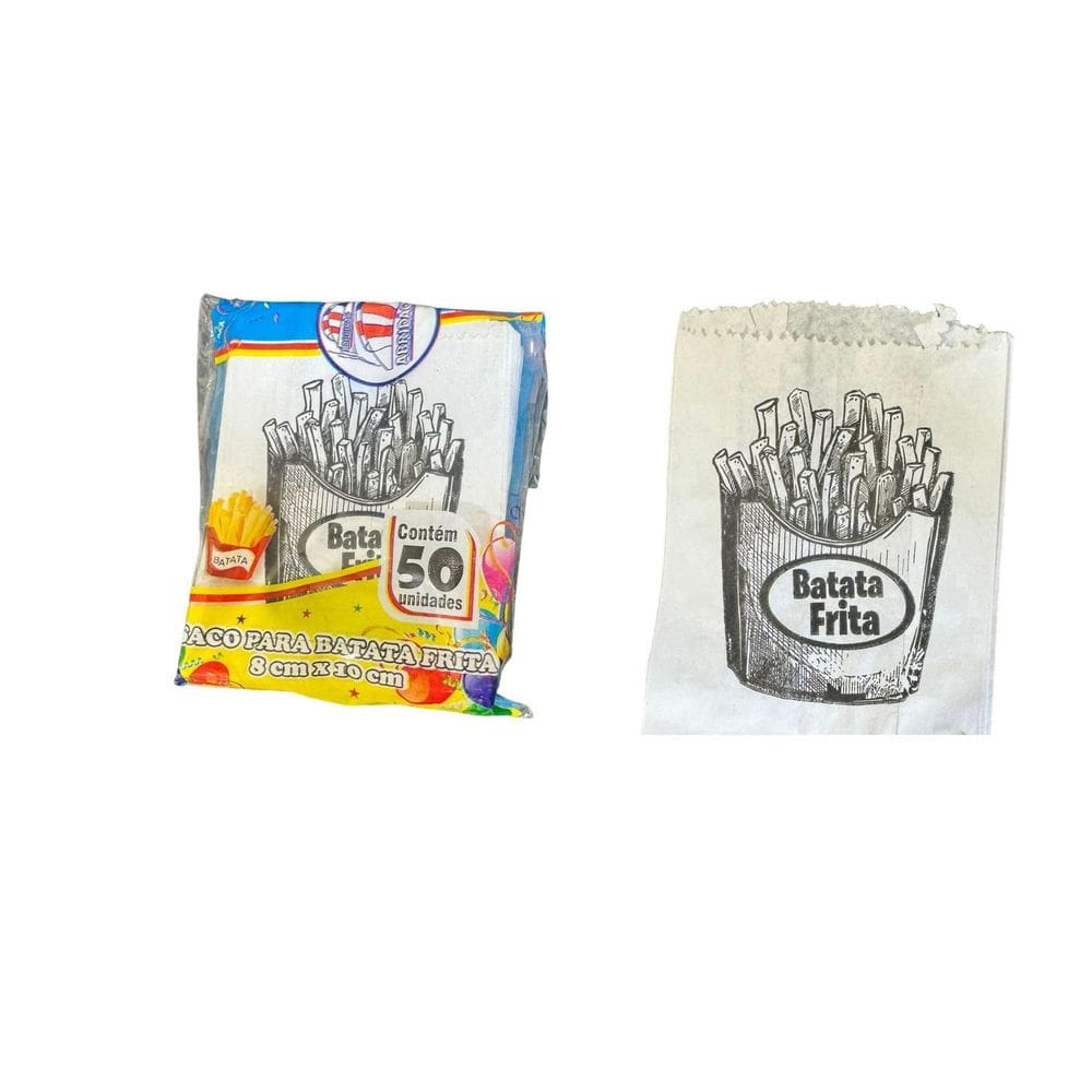 Saquinho Papel Branco Batata Frita Pequeno 8X10Cm- 1000Un