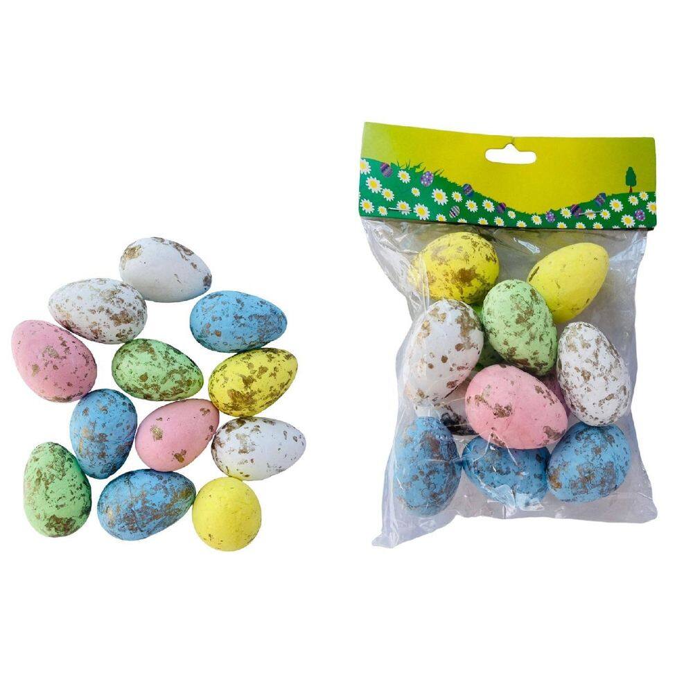 Ovinhos De Páscoa Colorido Isopor Enfeite Decoração Com 24Un