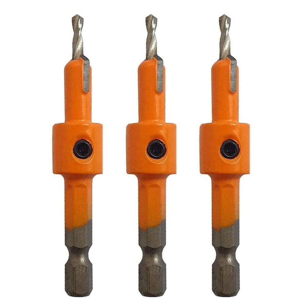 Kit 3 Brocas Escareador 3Mm X 8Mm Encaixe 1/4 Para Rebaixo