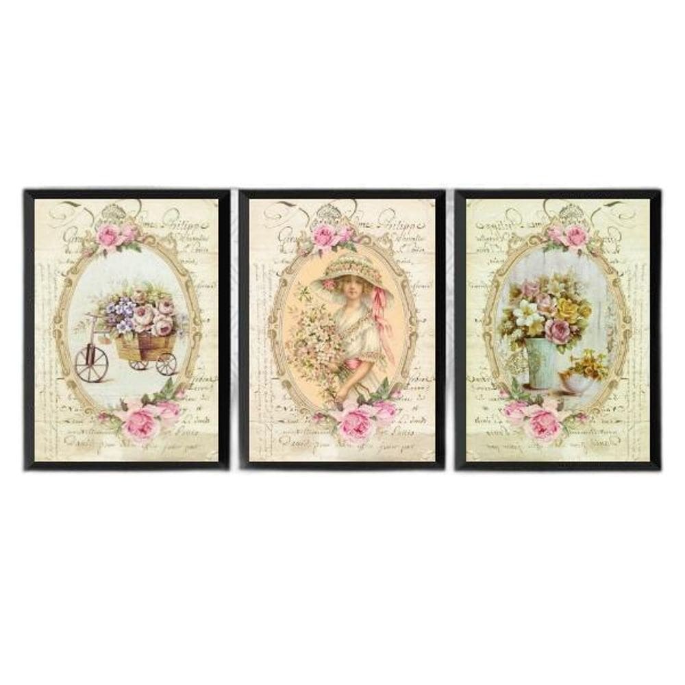 Kit 3 Quadros Decorativos Retrô Jardinagem 45X34Cm