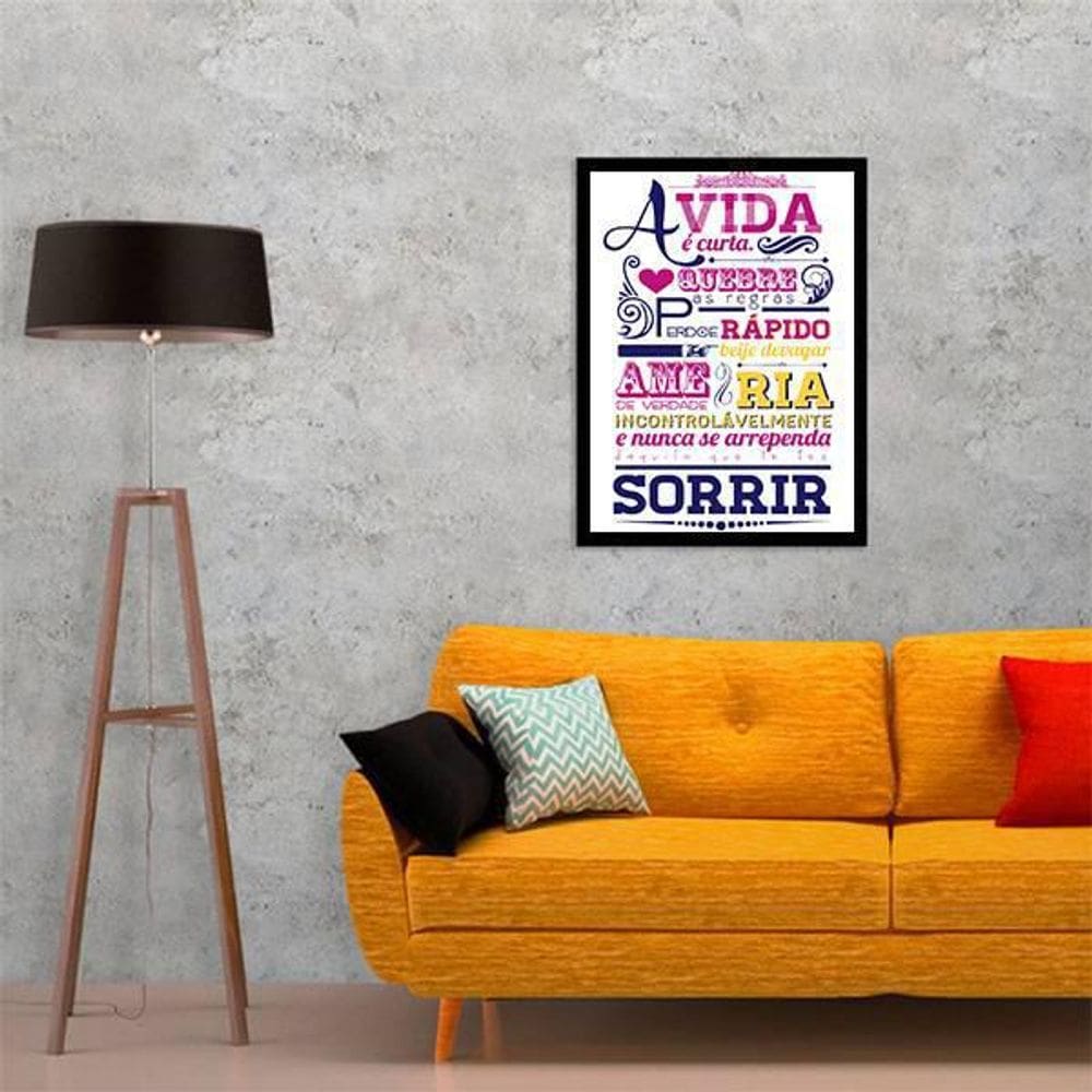 Quadro Decorativo A Vida É Curta 45X34Cm