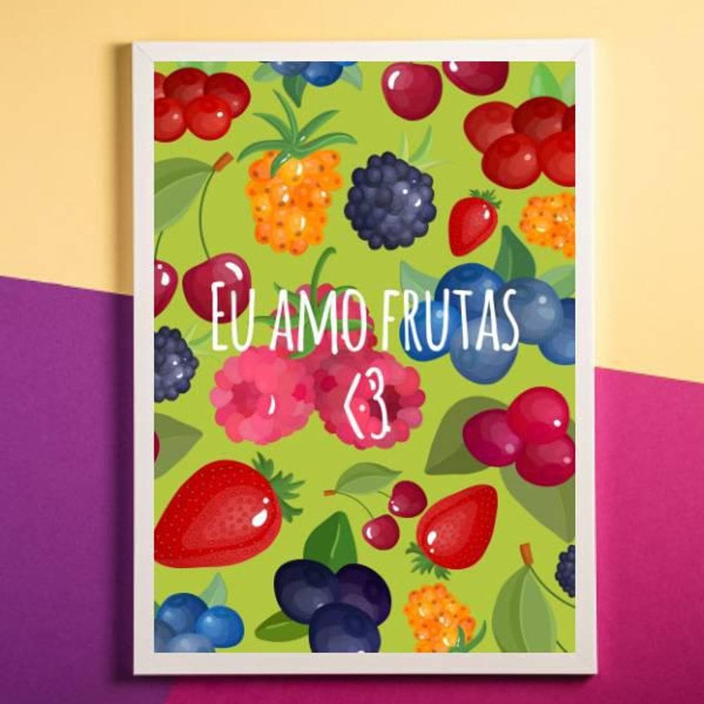 Quadro Decorativo Eu Amo Frutas 24X18Cm