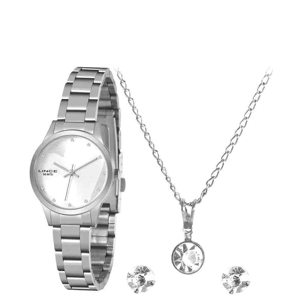 Kit Relógio Feminino Strass Lince Lrmh143L Kz02S1S