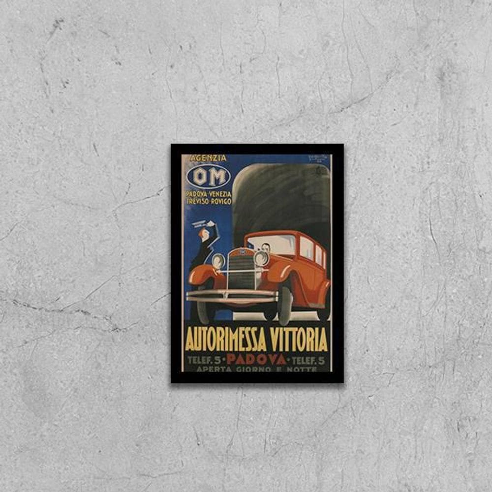 Quadro Propaganda Carro Antigo Vermelho 24X18Cm