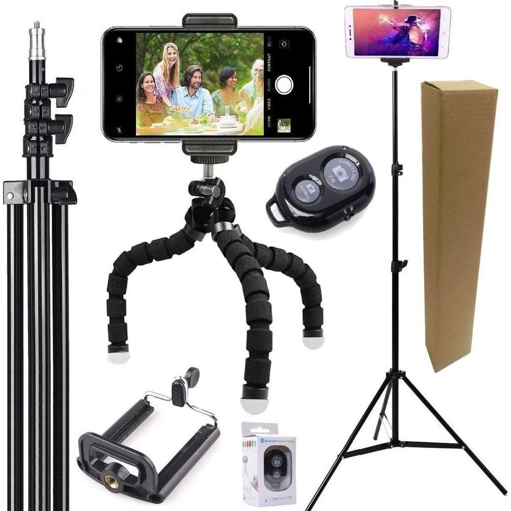 Kit Youtuber Tripé Profissional Celular Câmera Pedestal
