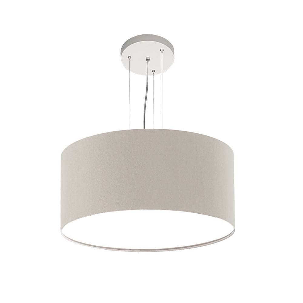 Lustre Pendente Redondo Cúpula Em Tecido Cinza 30X15