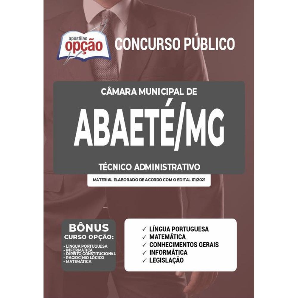 Apostila Câmara Abaeté Mg - Técnico Administrativo