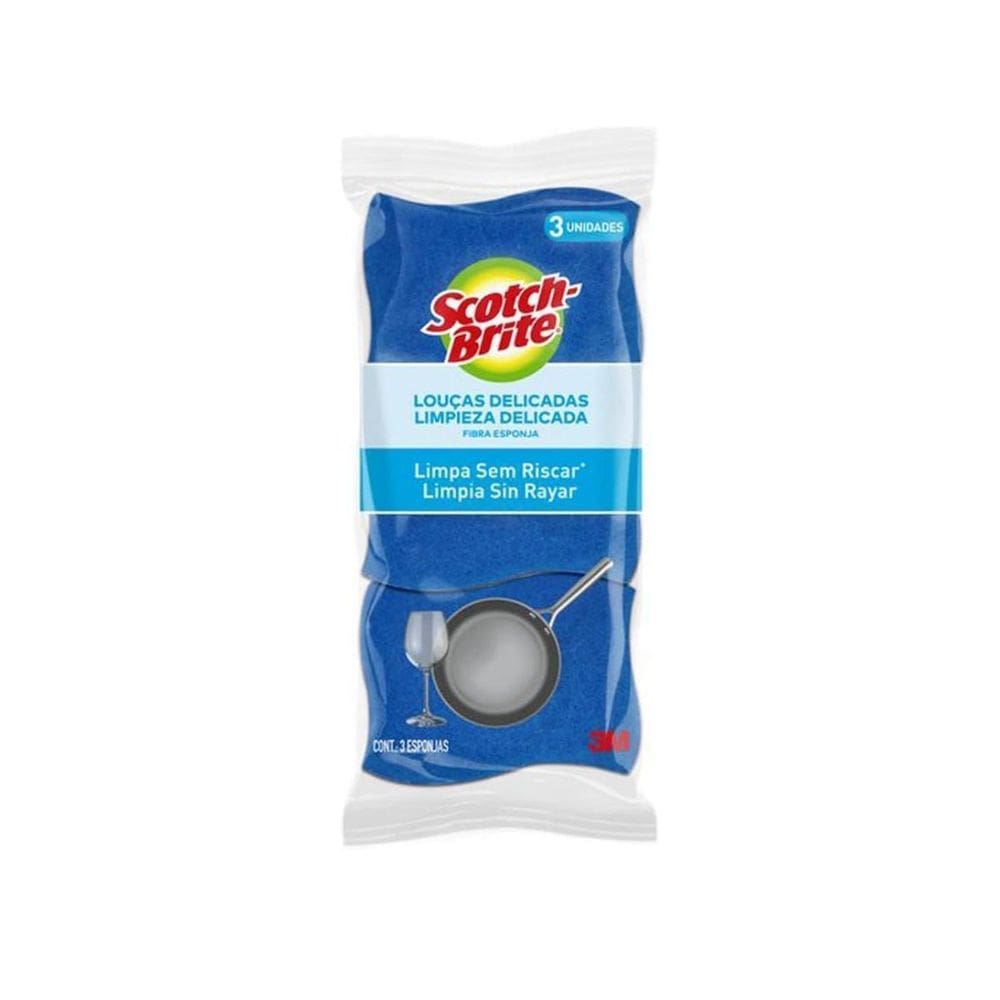 Esponja Scotch-Brite 3M Nao Risca Azul Pacote C/3 Unidades