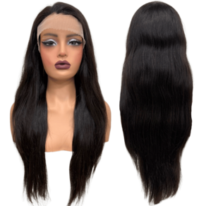 Peruca humana front lace 13x4 preta natural lisa longa cheia