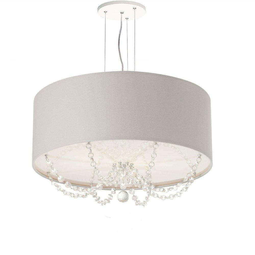 Lustre Pendente Com Cristais Cilíndrica 50X15 Cinza