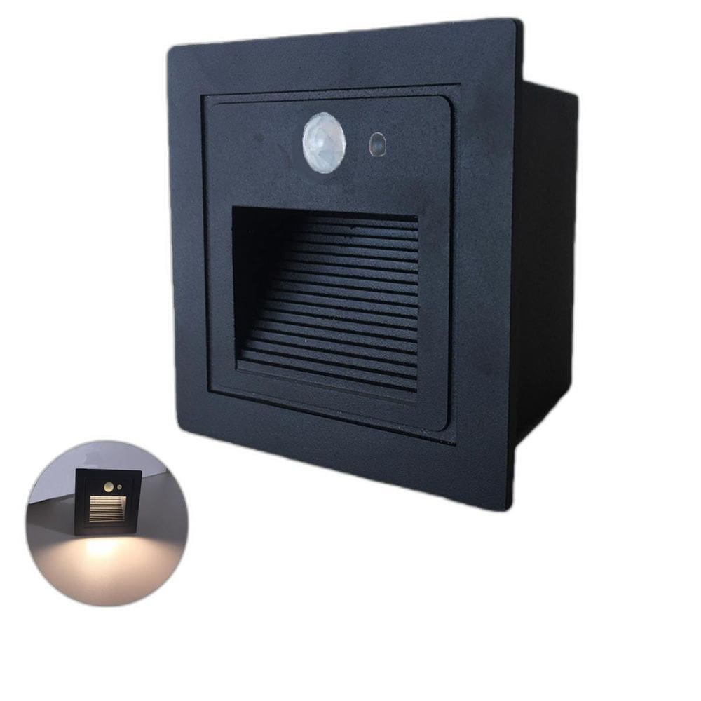 Kit 10 Balizador Led Parede Sensor Presença Embutir Preto