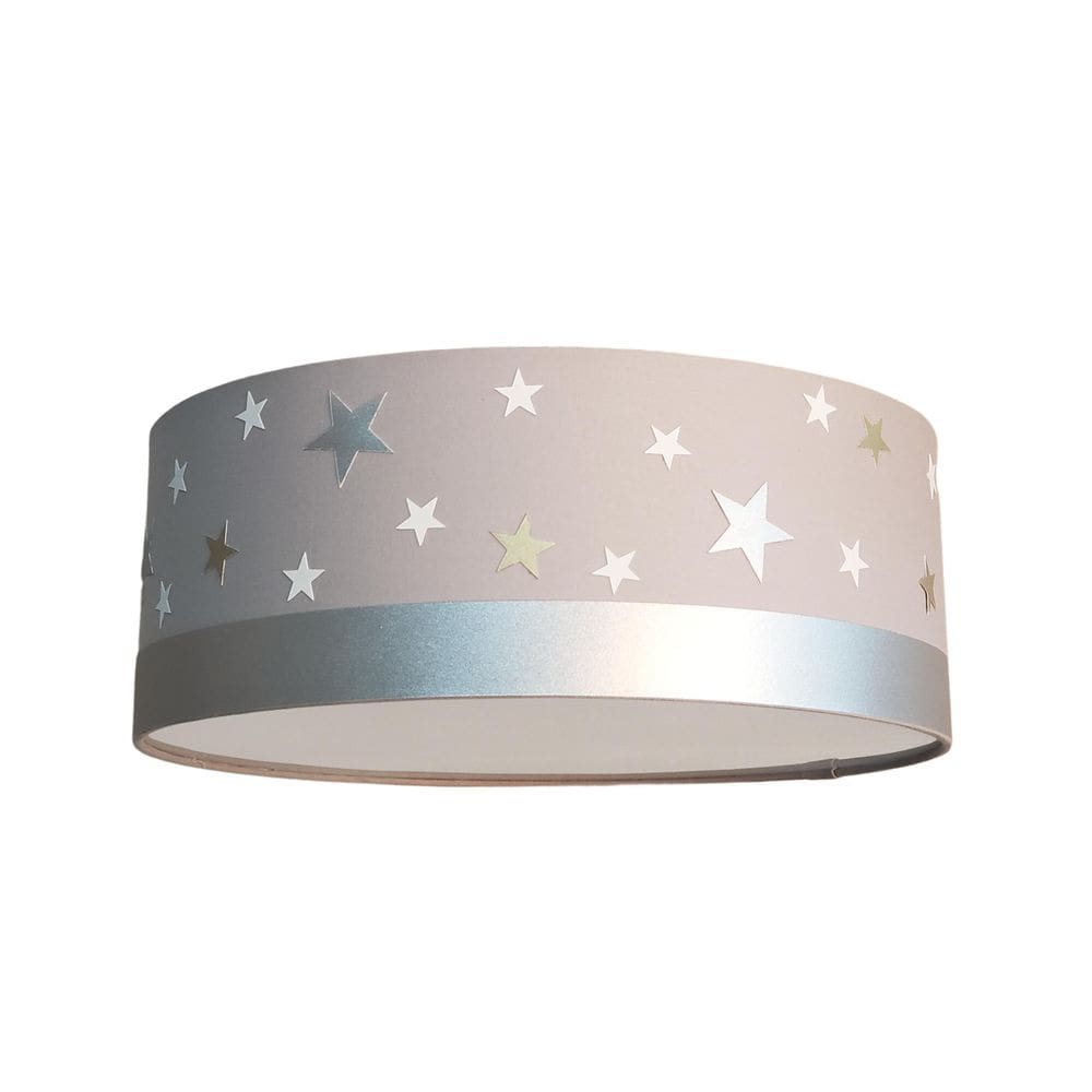 Luminária Plafon Infantil Estrelas Cúpula Cinza 40X15 2E27