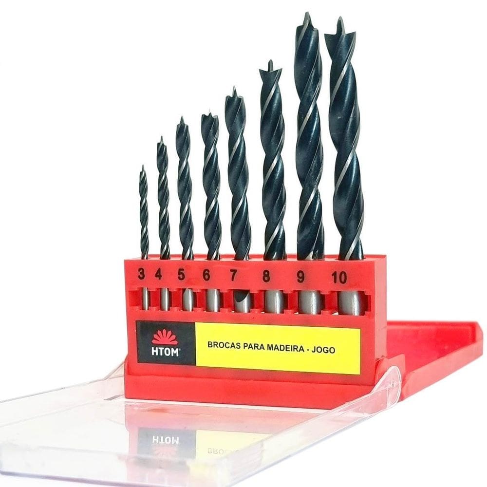 Brocas Para Madeira 3 Pontas Kit 8 Pçs 3 A 10Mm