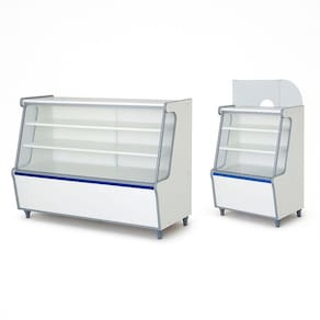 Balcão Vitrine Seco Art 120 Caixa 70 Branco Kit2pç Fx Azul