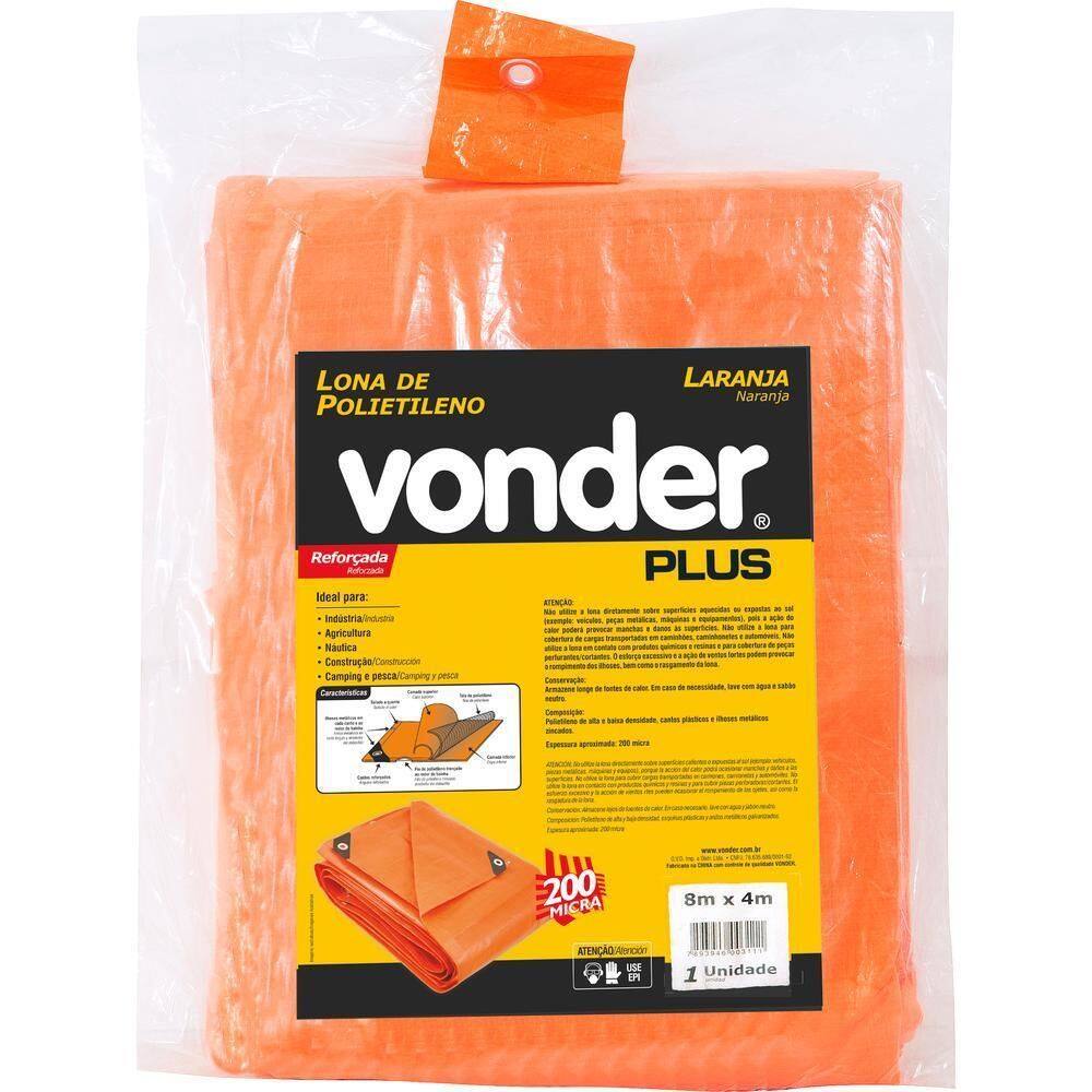 Lona Polietileno 10X4M Laranja 200 Micras Reforçada - Vonder