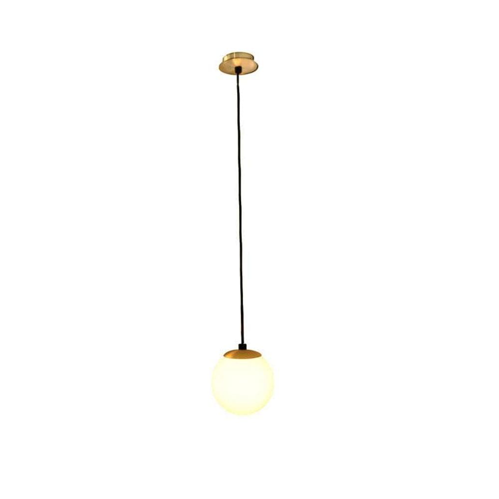 Pendente Moderno Metal Dourado Globo Vidro Branco 9,5cm 220V