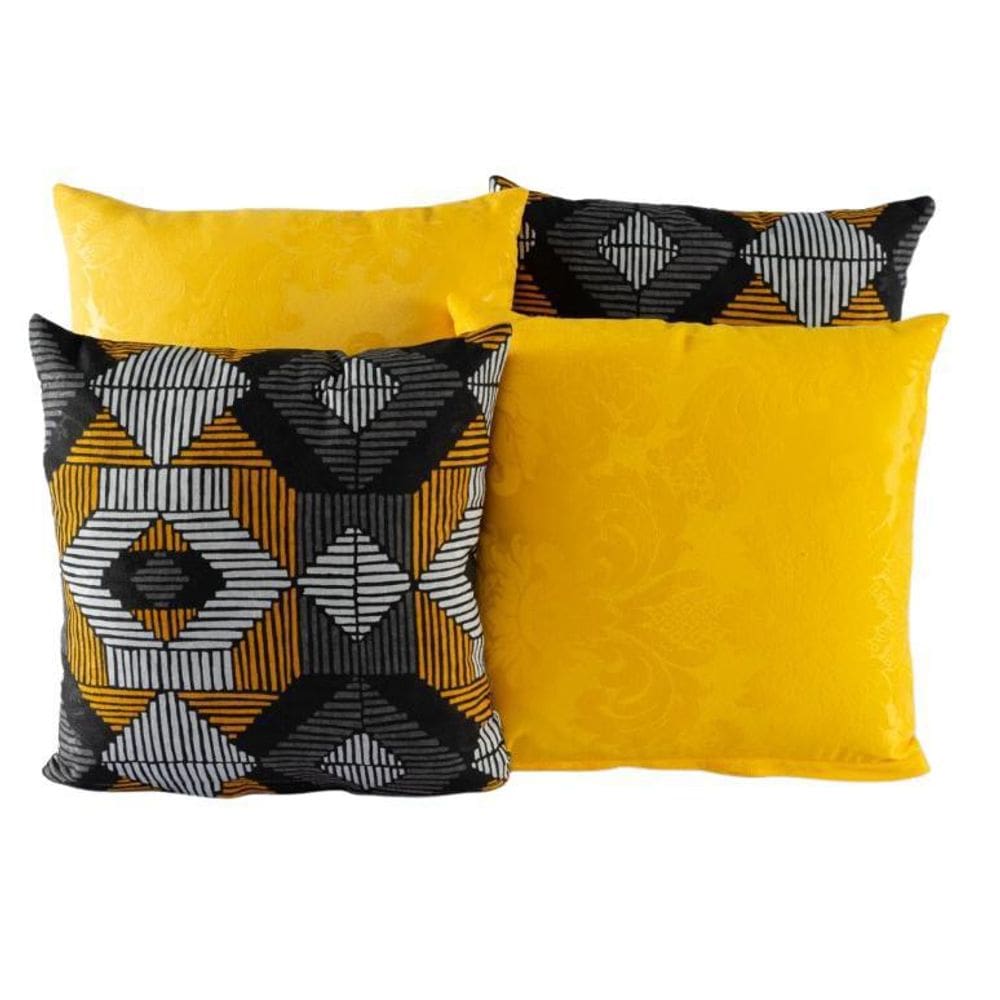 Kit 4 Almofadas Jacquard Decorativas 40X40 Amarelo - 003