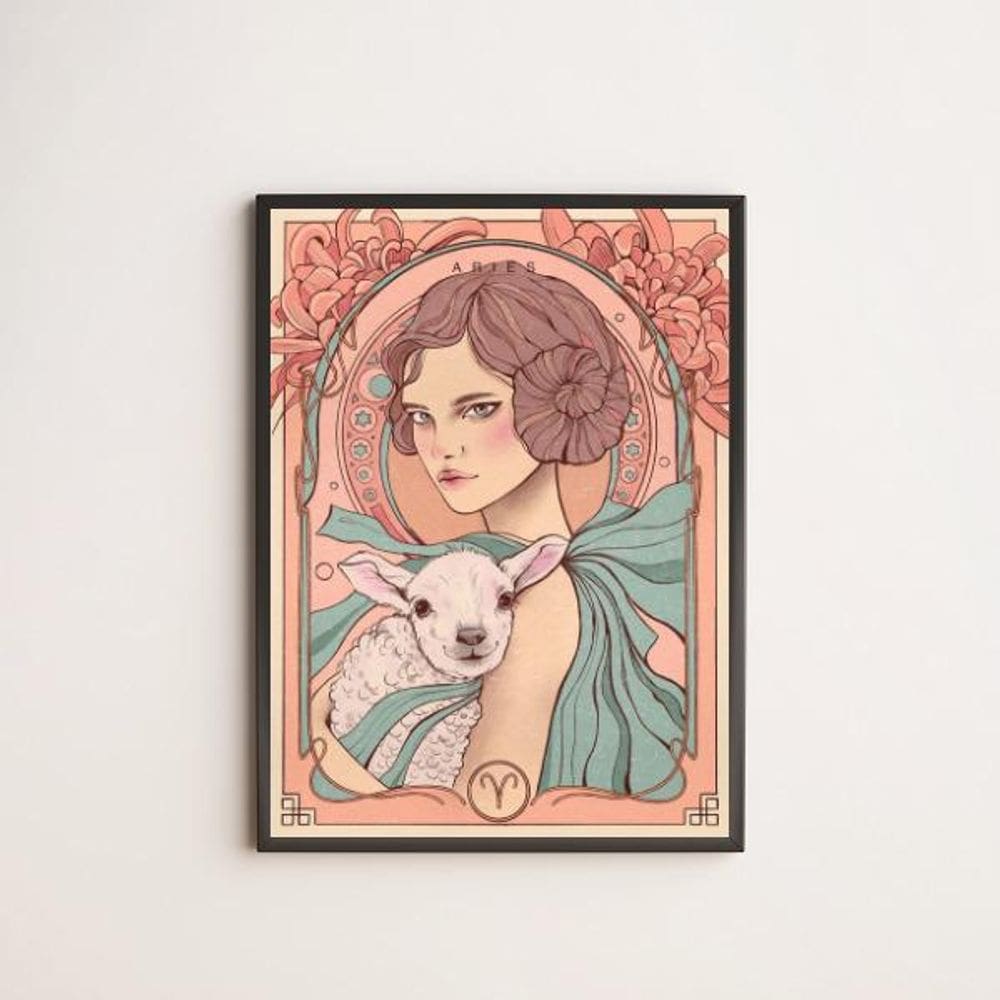 Quadro Vintage Signo Áries 24X18Cm Preto