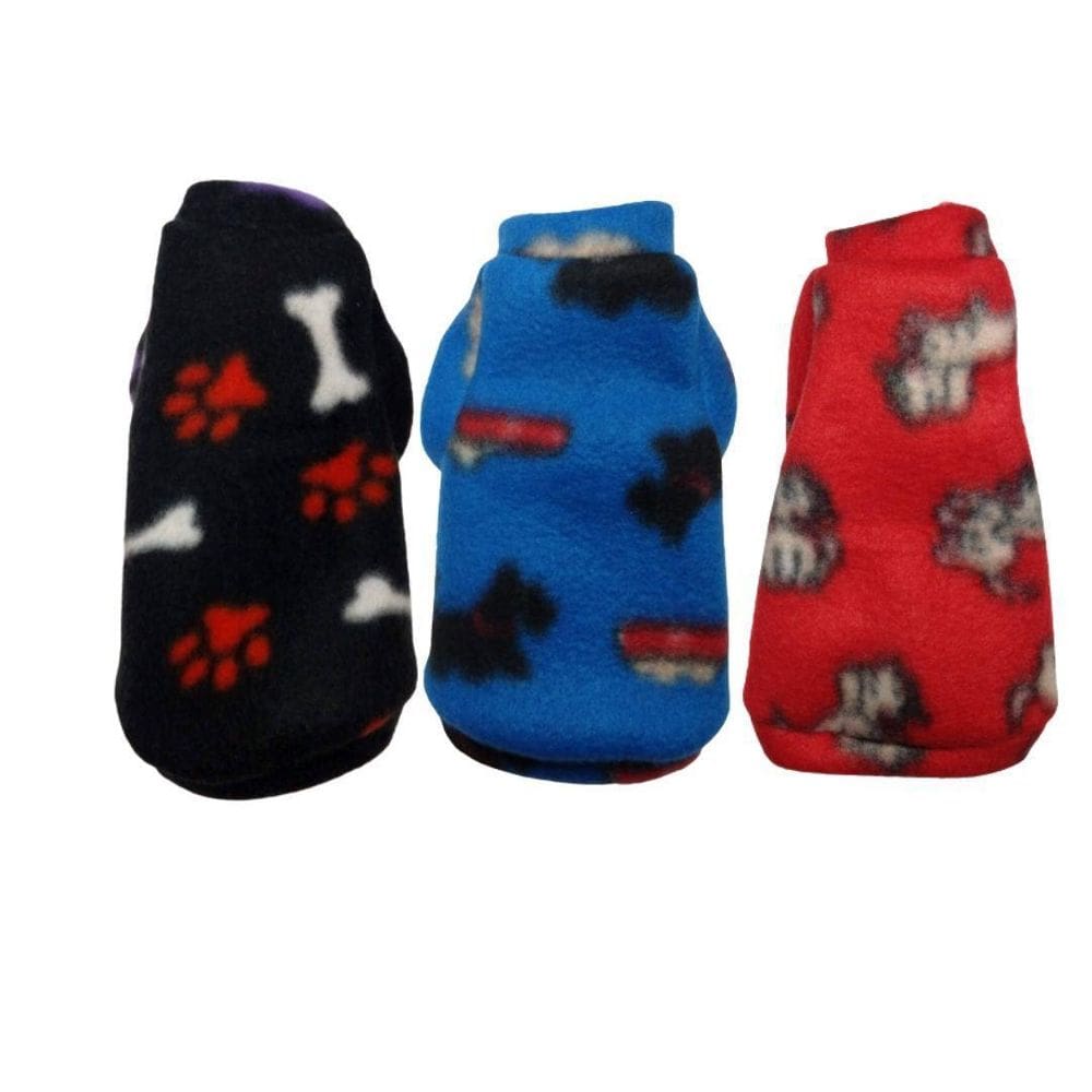 Kit 3 Roupinhas de Cachorro Filhote - Preta, Azul e Vermelha