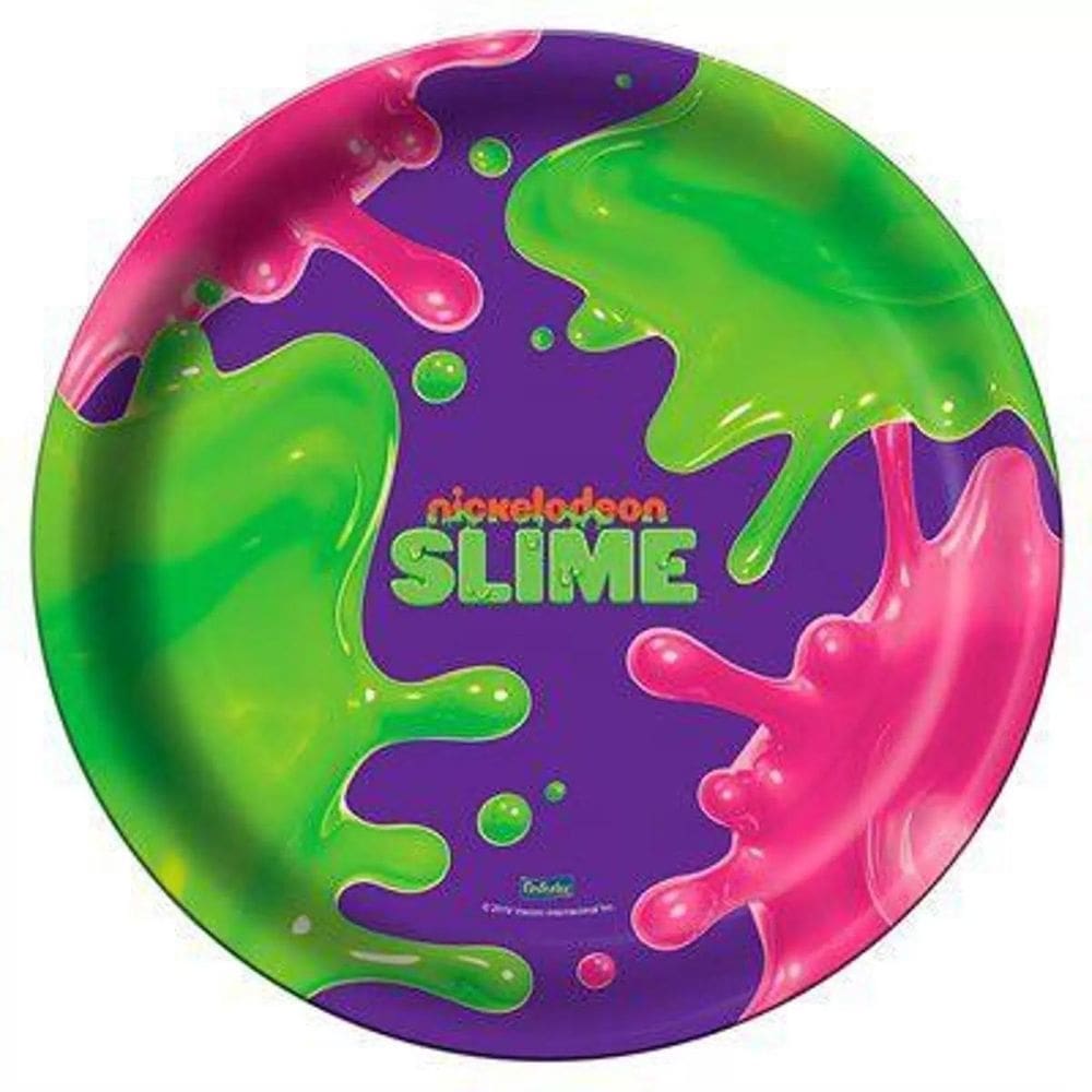 Prato Redondo Slime 18Cm Com 8Un Festcolor Nickelodeon Festa