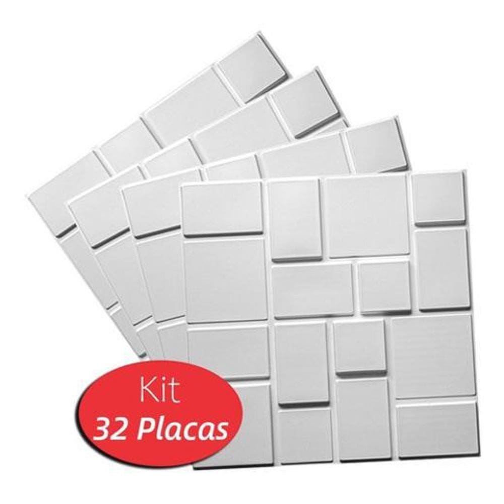 32 Placas Revestimento 3D Decorativa 50X50 Parede Geométrico