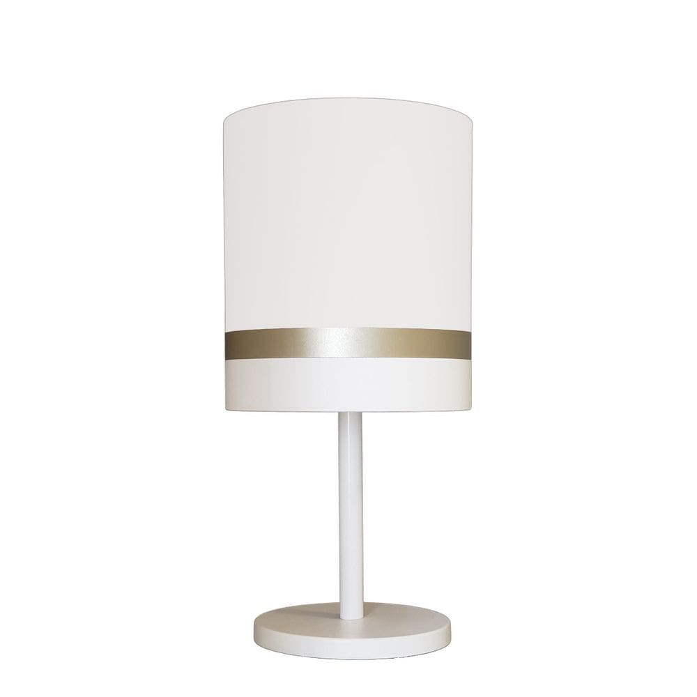 Abajur Faixas Bronze Base Branco Cúpula Branco 20X42