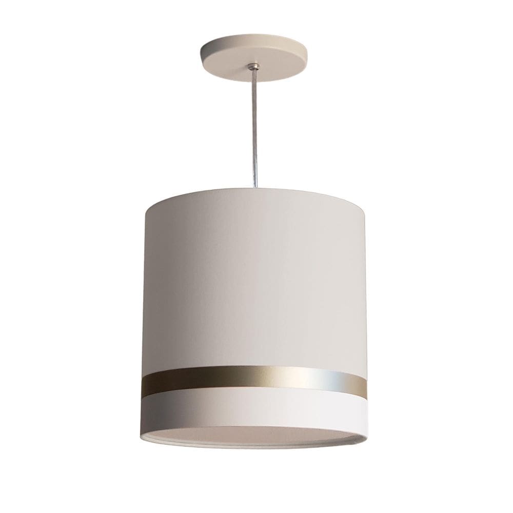 Lustre Pendente Faixas Bronze Cúpula Branco 25X25