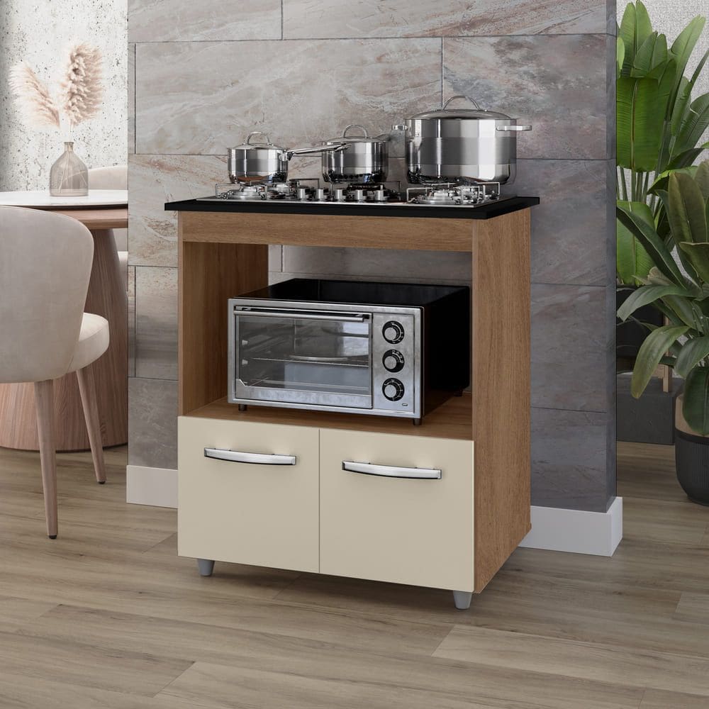 Balcão Para Cooktop 2 Portas Armário De Cozinha Elisa - SSX Multicoisas