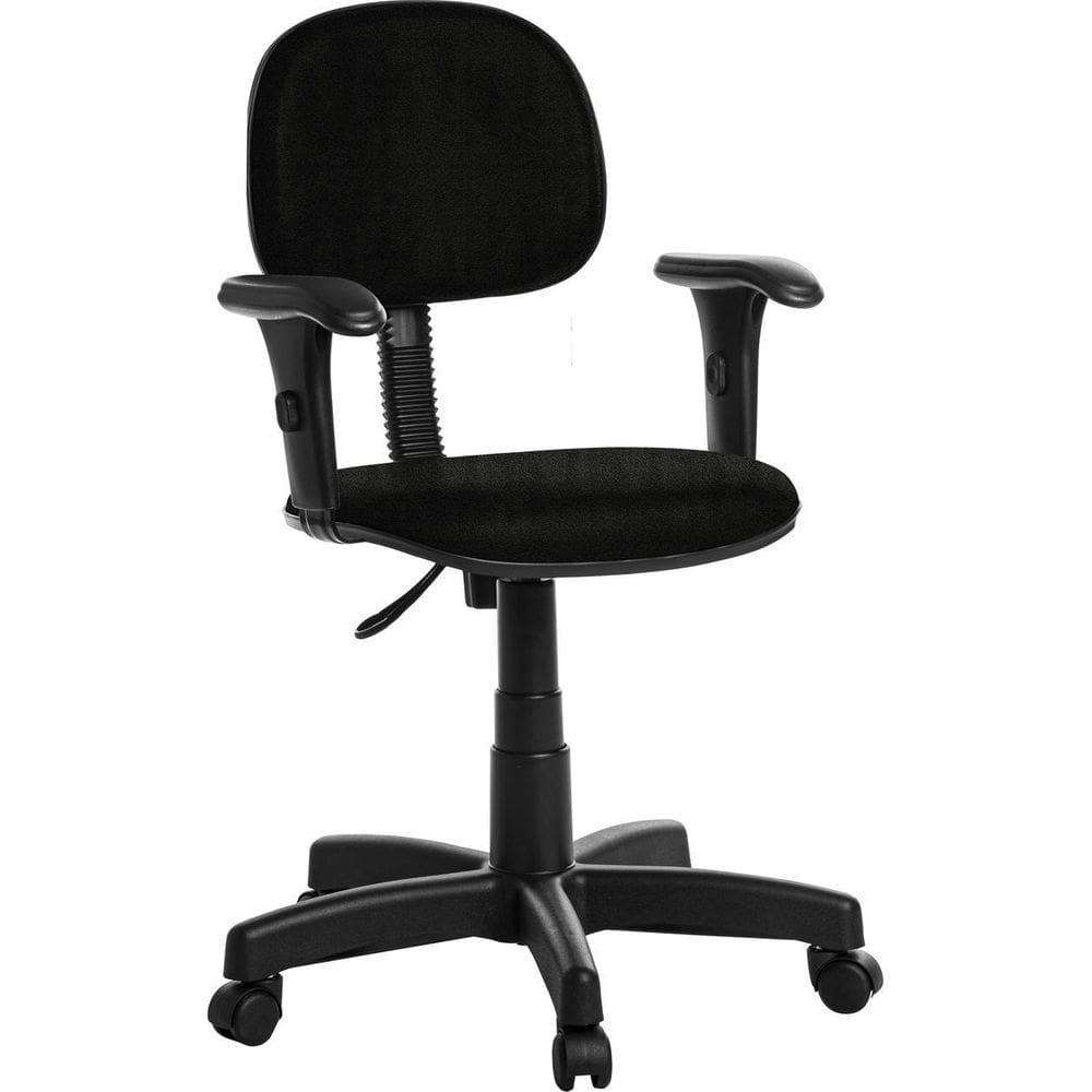 Cadeira Escritório Secretaria Com Braço RCP Preta 42x4x39 cm