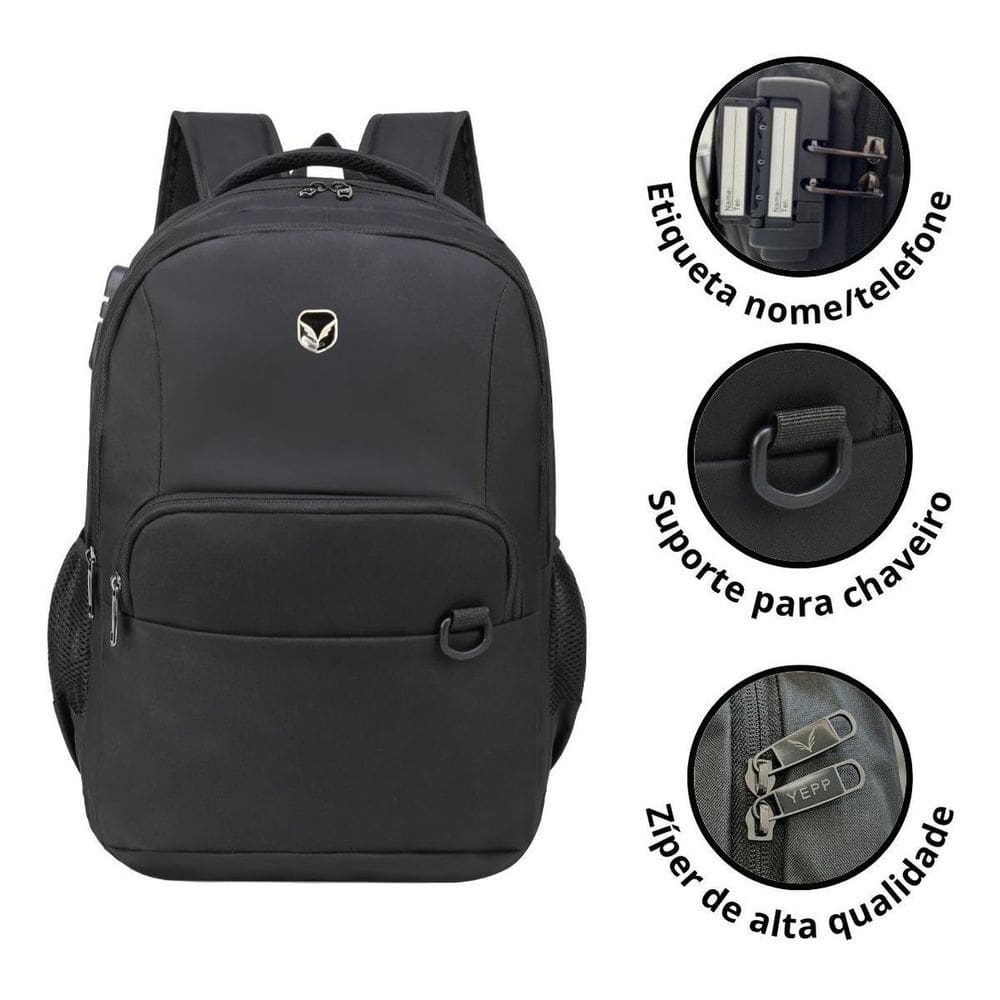 Mochila Notebook Executiva Home Office Anti Furto Senha Usb