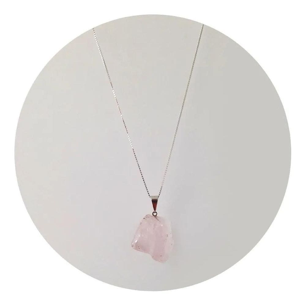 Colar Quartzo Rosa Bruto Natural E autêntica - Ponte Vecchio