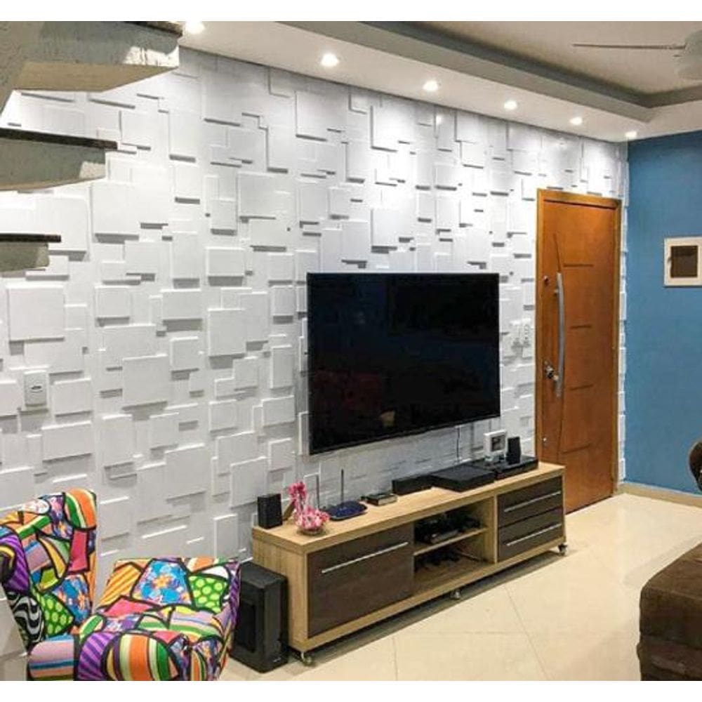 Placas 3D Kit 10m 50x50cm - Quadratto - Branco