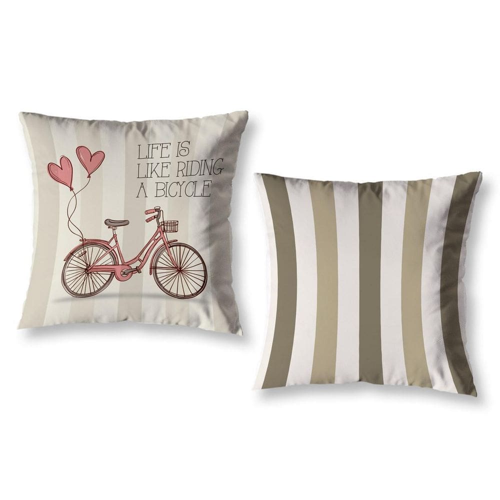 Kit 2 Capa De Almofada 40 X 40 Estampadas Vintage Bike Caqui