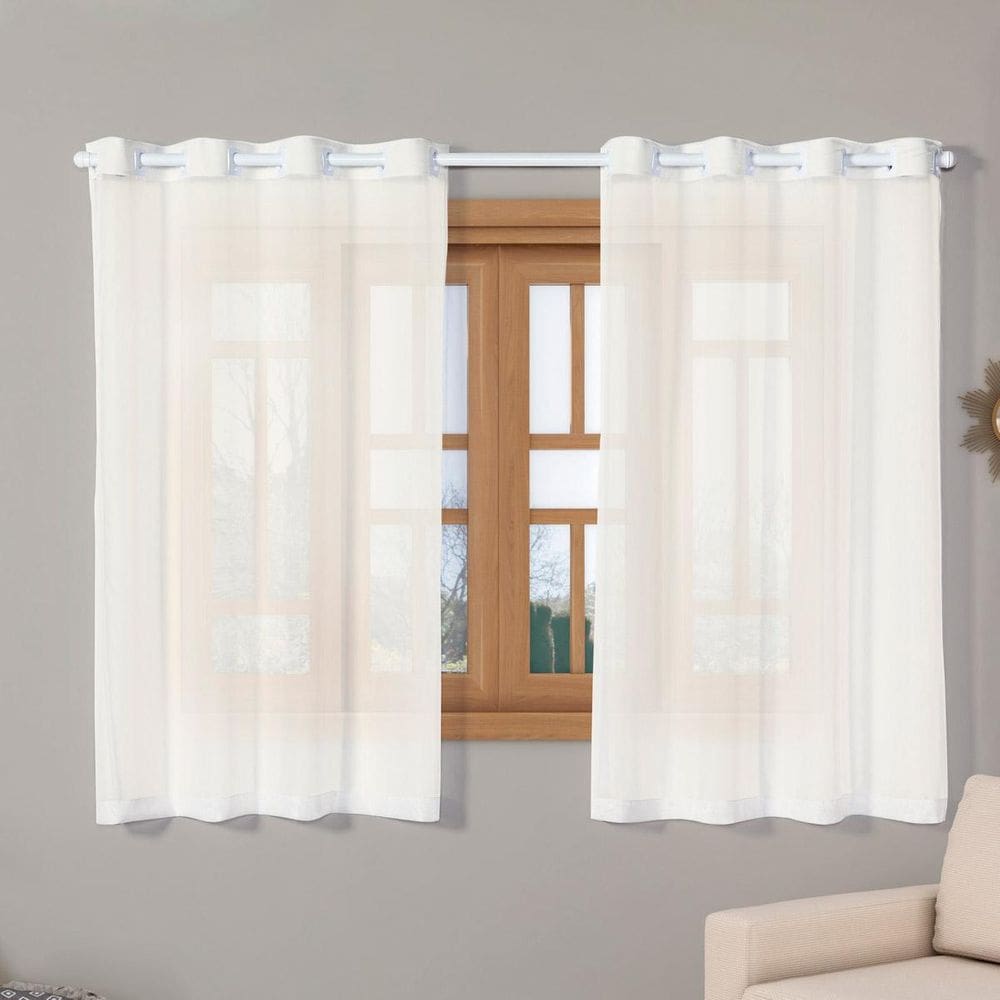 Cortina Voal Transparente 2,20M X 1,40M Sala E Varanda Palha
