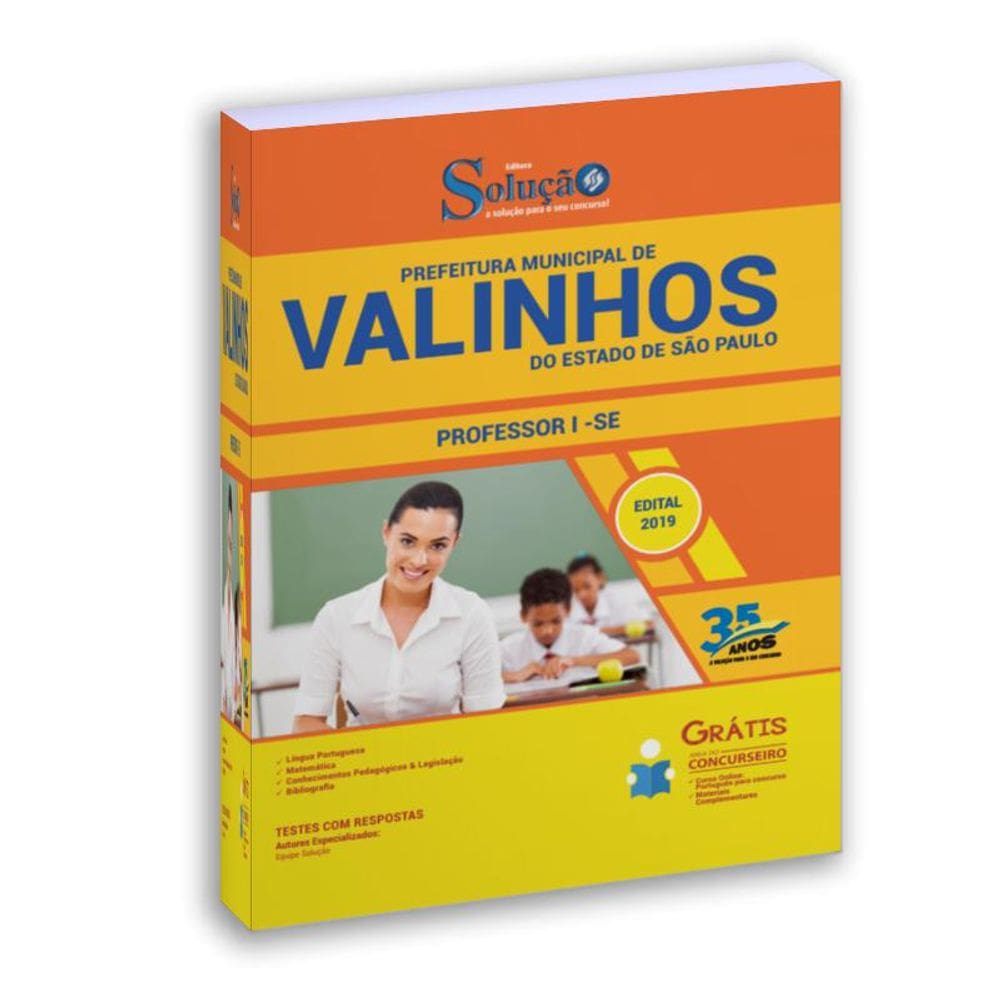 Apostila Prefeitura Valinhos - Sp - 2019 - Professor I - Se