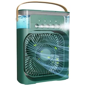 Ventilador Portátil Verde Led 07 Cores Mini Ar Climatizador