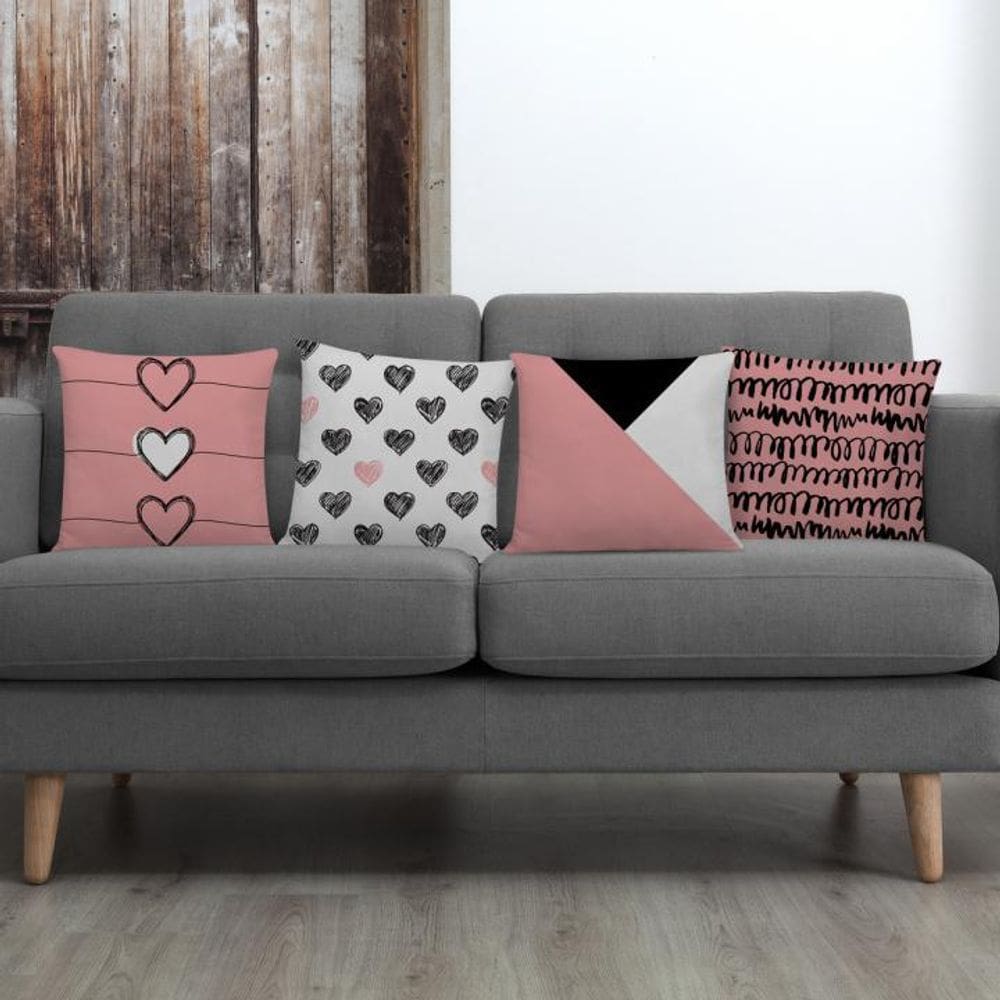 Kit 4 Capas Para Almofadas Decorativas Love Rosê