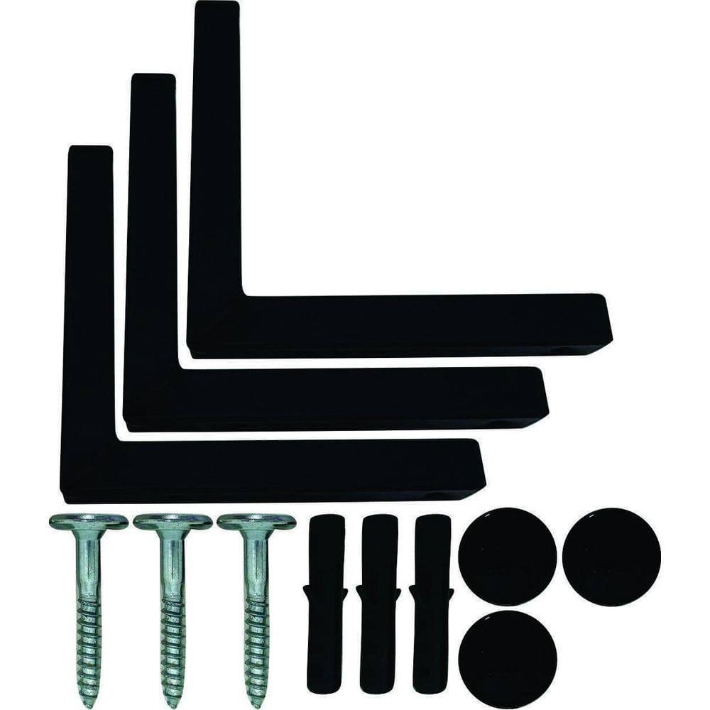 Kit 3 Suportes Mão Francesa Cantoneira Prateira Preto 20Cm