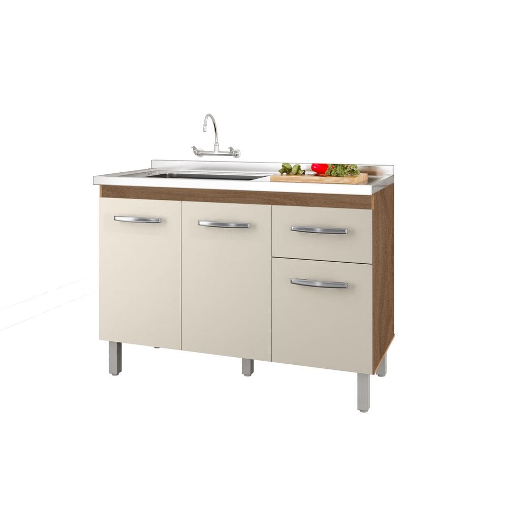 Balcão de Cozinha Sem Tampo 3 Portas 1 Gaveta 120cm Anita - SSX Multicoisas