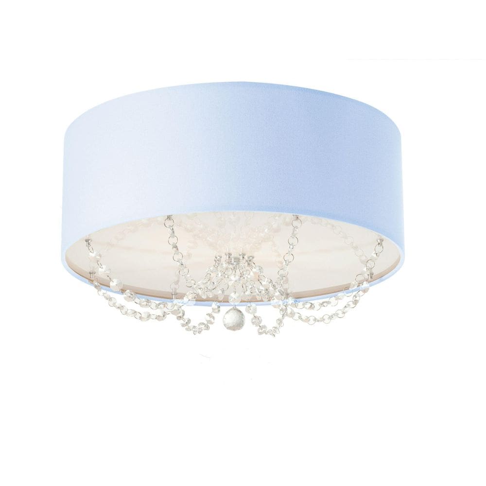 Plafon Princesa Cúpula Em Tecido Com Cristal 40X15 Azul