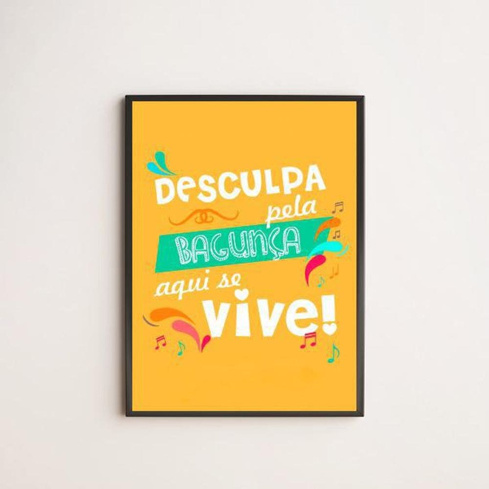 Quadro Bagunça Fundo Amarelo 24X18Cm