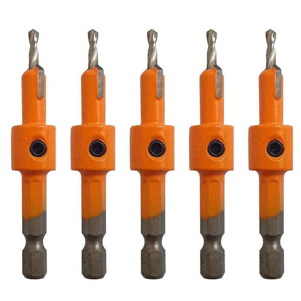 Kit 5 Brocas Escareador 3Mm X 8Mm Encaixe 1/4 Para Rebaixo