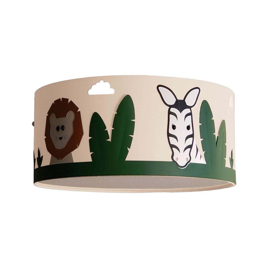 Luminária Infantil Plafon Safari Cúpula Cru Tecido 30X15